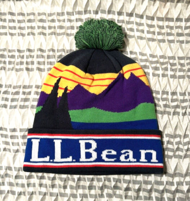 L. L. Bean Katahdin Pom Graphic Hat Crisp Lapis/White NWT