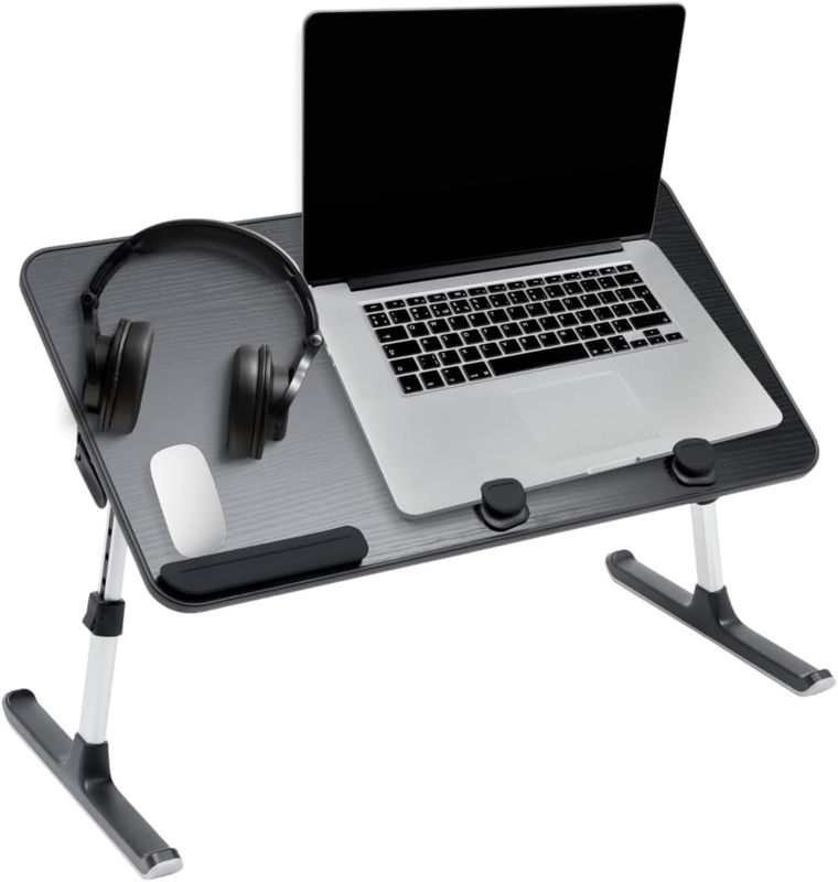 Black Foldable Laptop Table Desk Stand, Adjustable, Portable Workstation for Bed