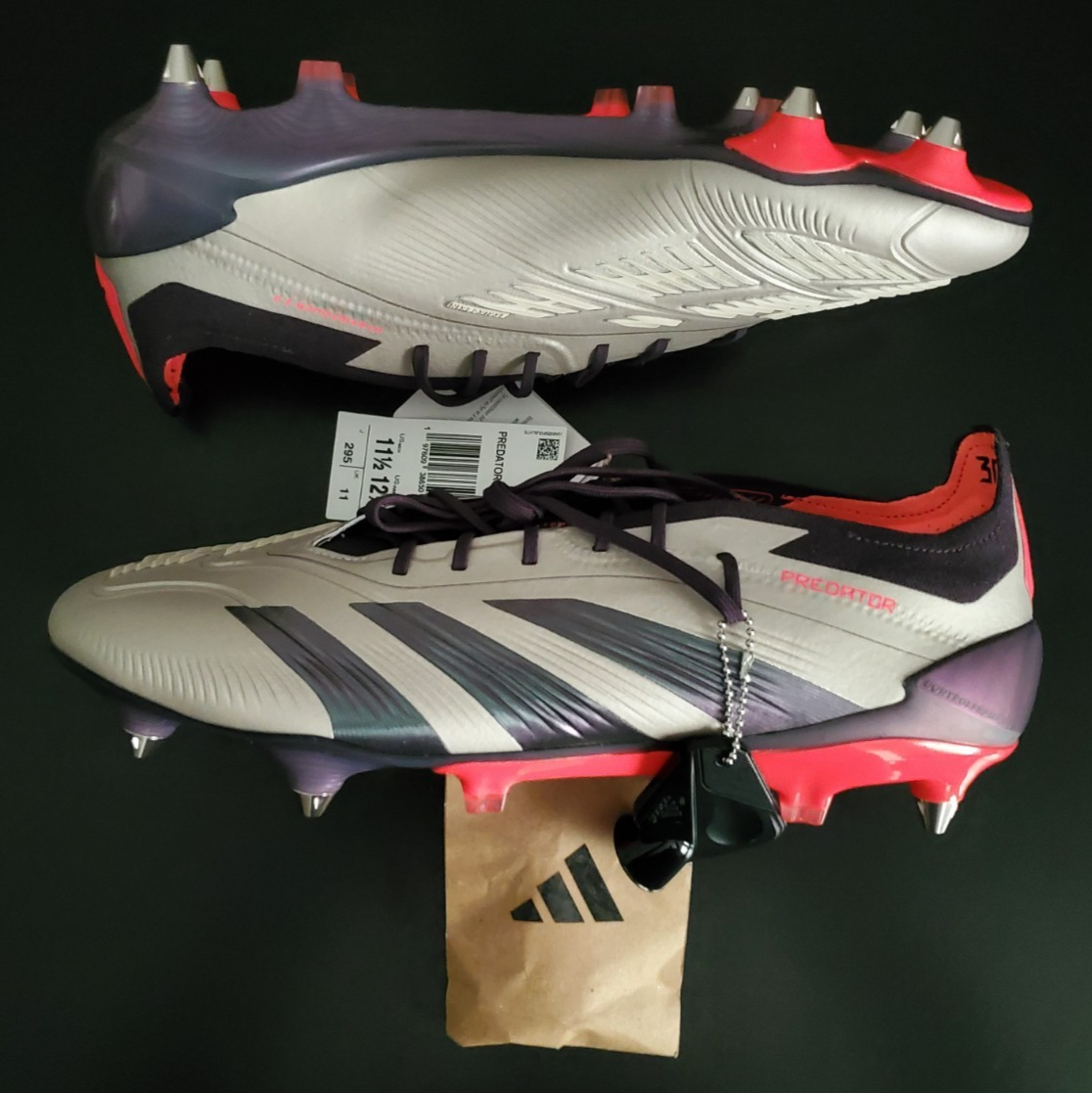 Adidas Predator Elite SG Grey Black Metallic Soccer Cleats