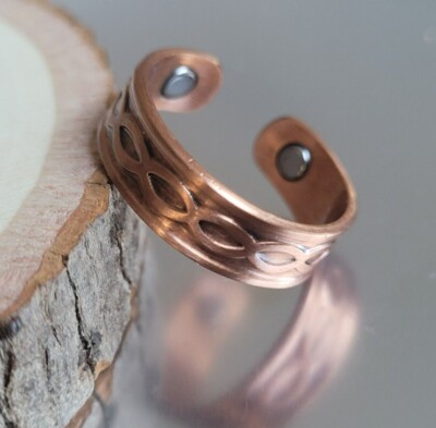 Solid Pure Copper Magnetic Ring Men Women Arthritis Adjustable Ring NEW