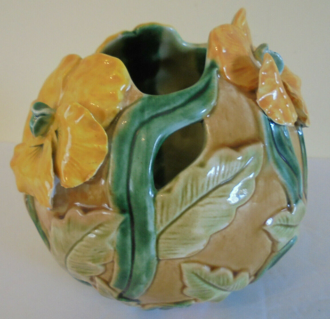 VINTAGE ANDREA SADEK JAY WILLFRED  VASE ROSE BOWL PLANTER PANSIES FLOWERS