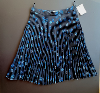 Blue floral cheap pleated skirt