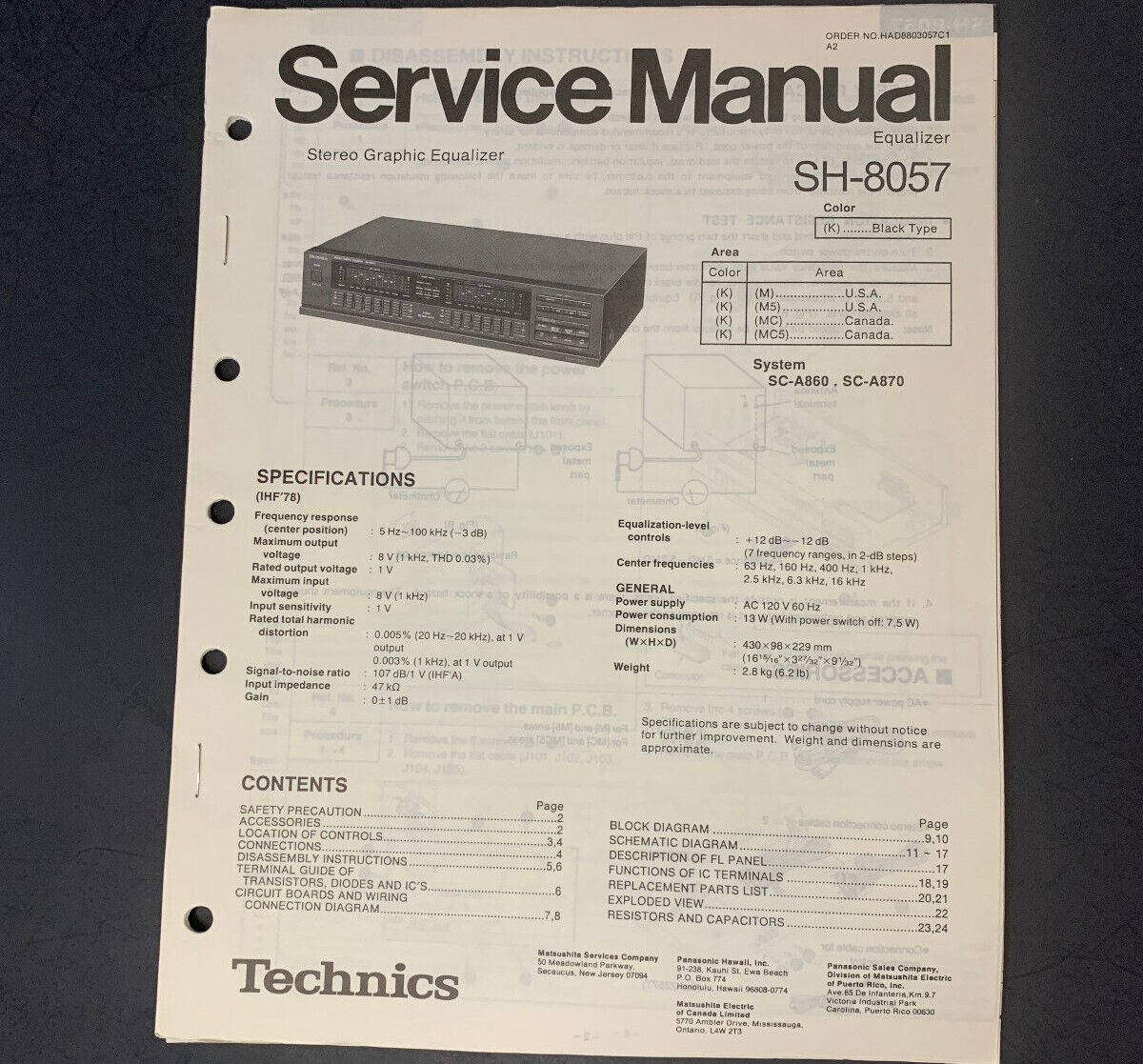 Technics SH−EX Technics SH-SH-E70A Stereo Graphic Equalizer Used with