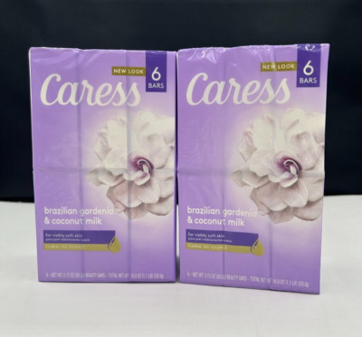 (2) Caress Brazilian Gardenia and Coconut Milk Bar Soap (6 Pack) New