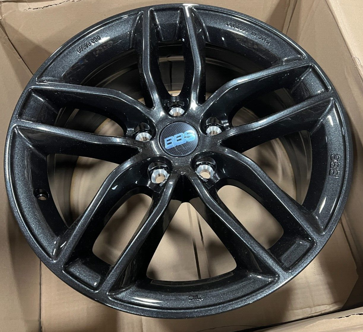 QTY 1) BBS SX0301 Crystal Black Wheel Rim 17x7.5 5x112 45mm