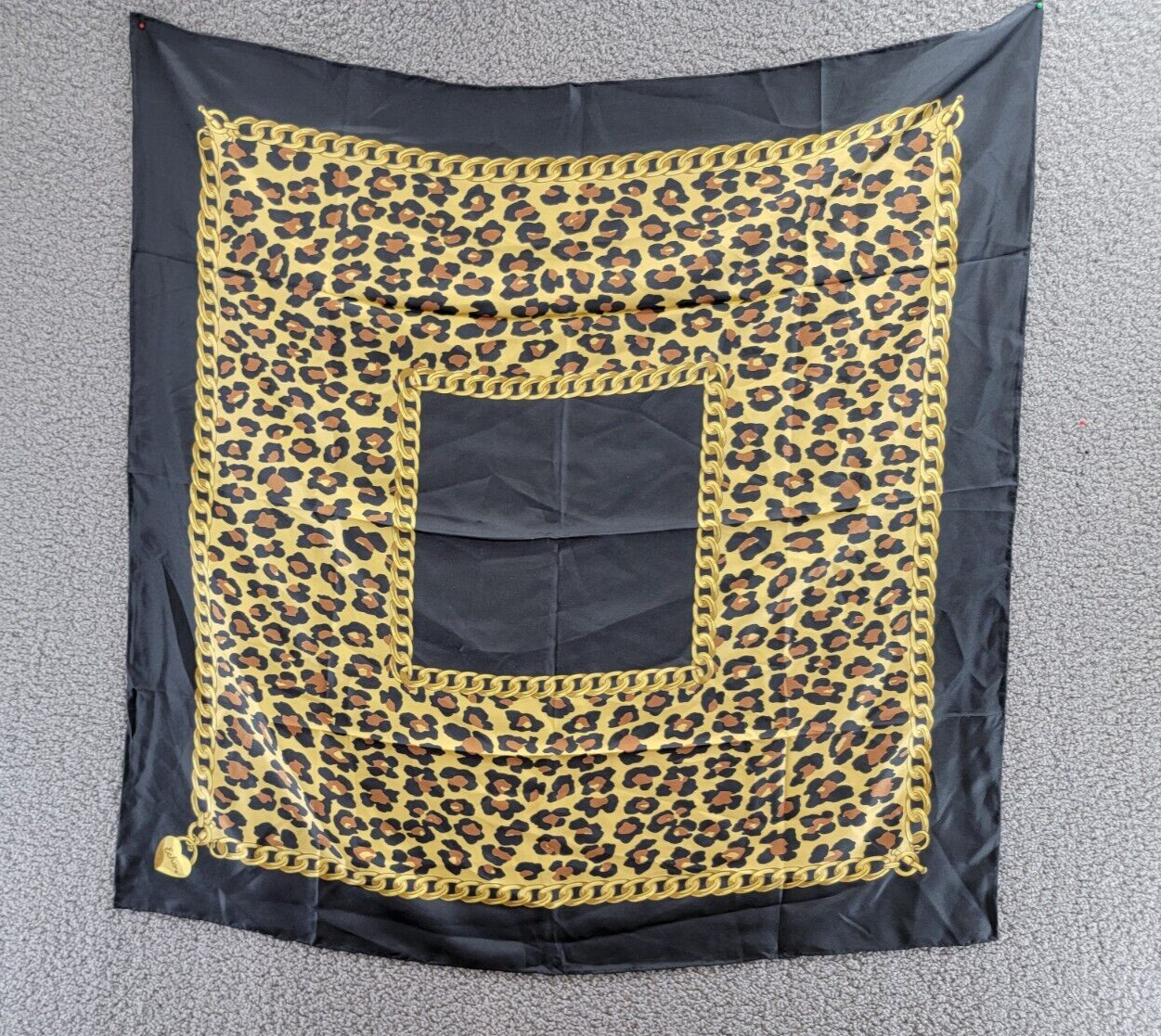 Echo Leopard Charm Square Silk Scarf Women's One Size Black Multi Hemmed Edges - Picture 2 of 17