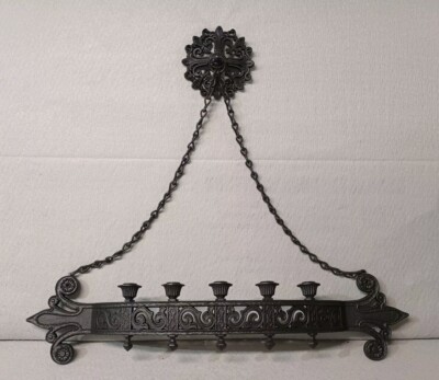 Vintage Dart 4072 Wall Sconce 30'' 5 Candle Holder With Chains Gothic Decor 1969