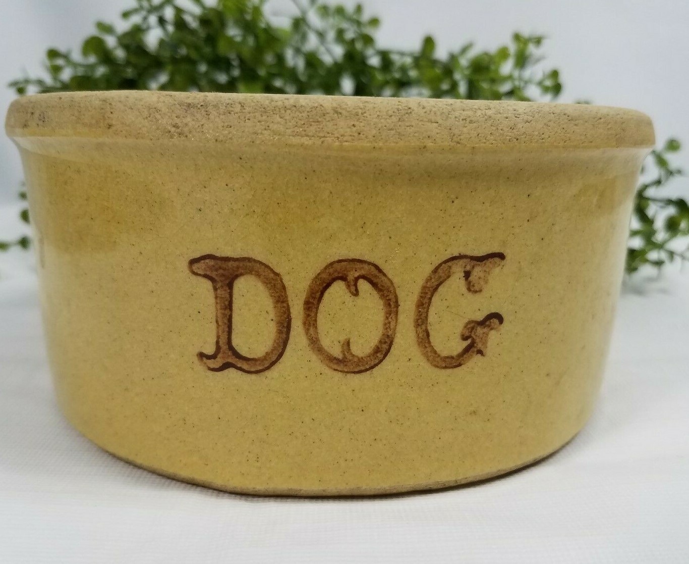 Vintage Stoneware Pottery RRP Roseville Yellow Ware Dog Dish USA CL107