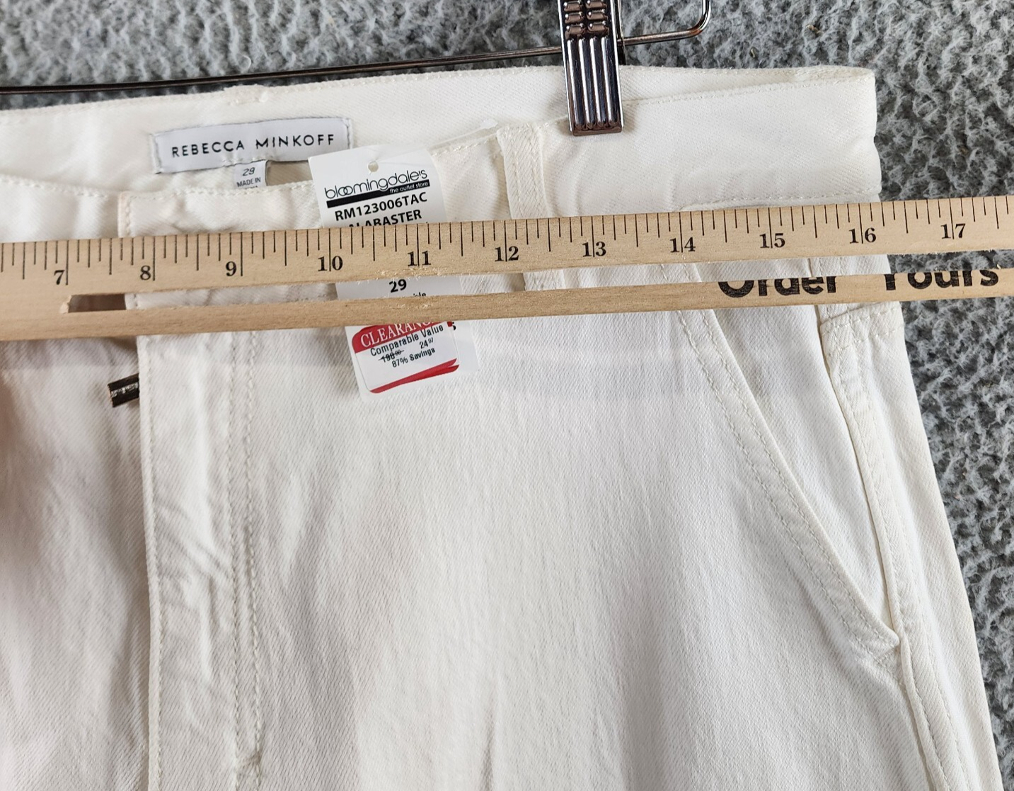 REBECCA MINKOFF Relaxed Cargo Pants Women's 29 Alabaster Zip & Button Closure - Picture 9 of 16