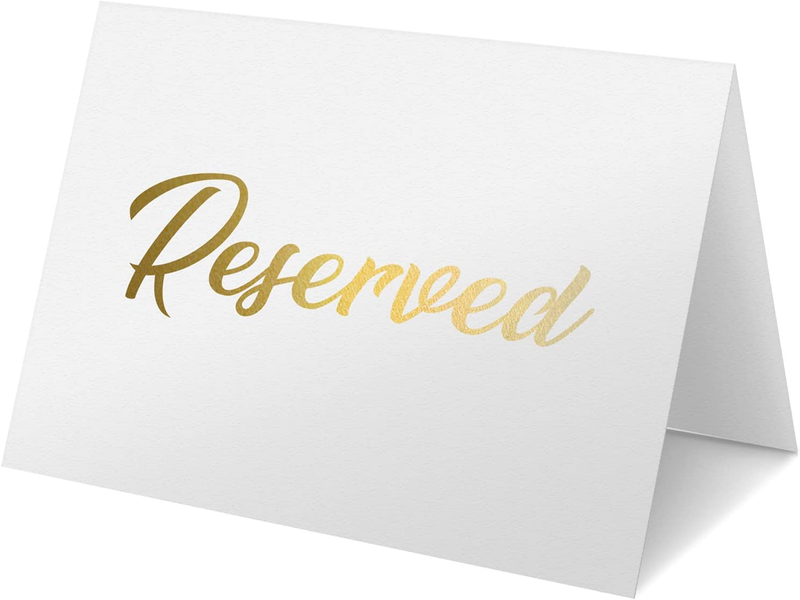 10 Pack Gold Reserved Table Signs for Wedding Party Restaurant - Double Sided Re