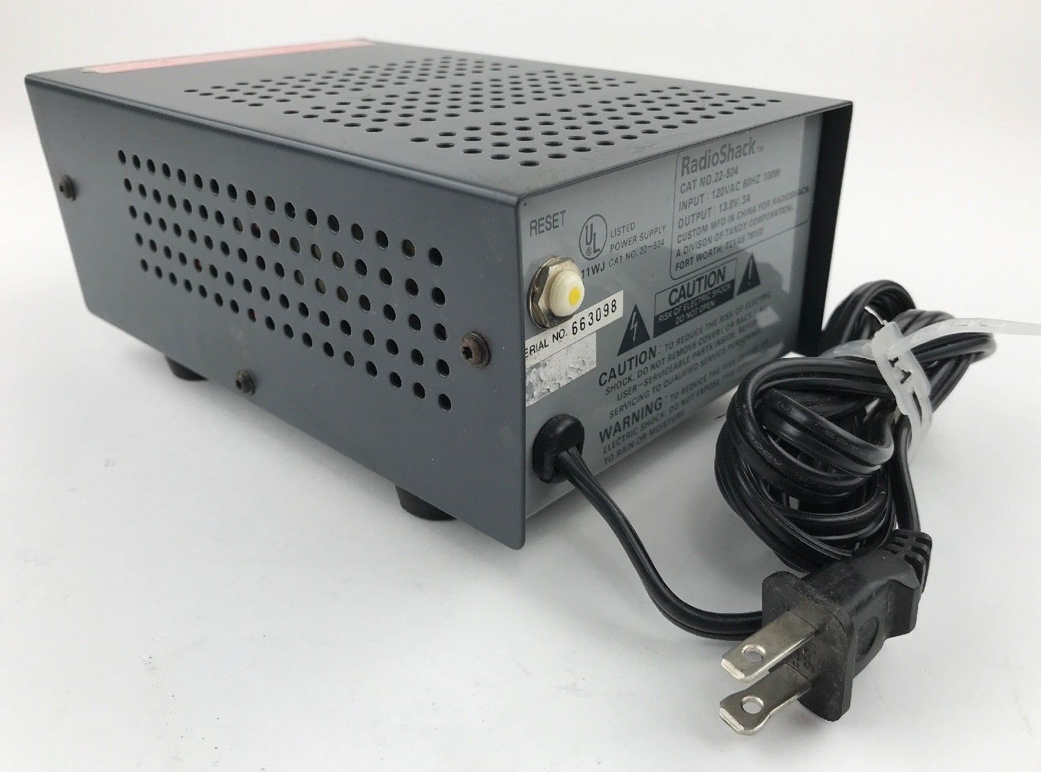 Used Radio Shack 22-504 Regulated Power Supply 3 AMP 13.8 VDC WORKS w/ FREE SHIP