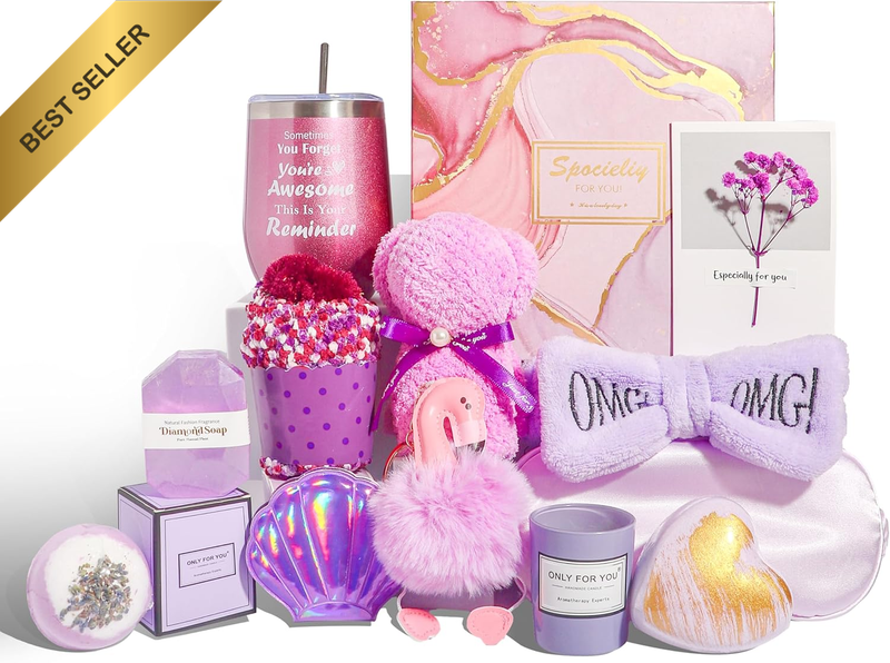13-Piece Birthday Gift Basket for Women, Includes 12 Oz Wine Tumbler