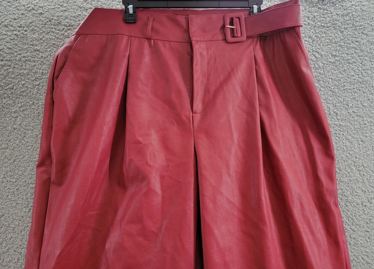 Nina Parker Plus Size Trendy Faux-Leather Wide-Leg Pants Women's 22W Burgundy~ - Picture 3 of 18