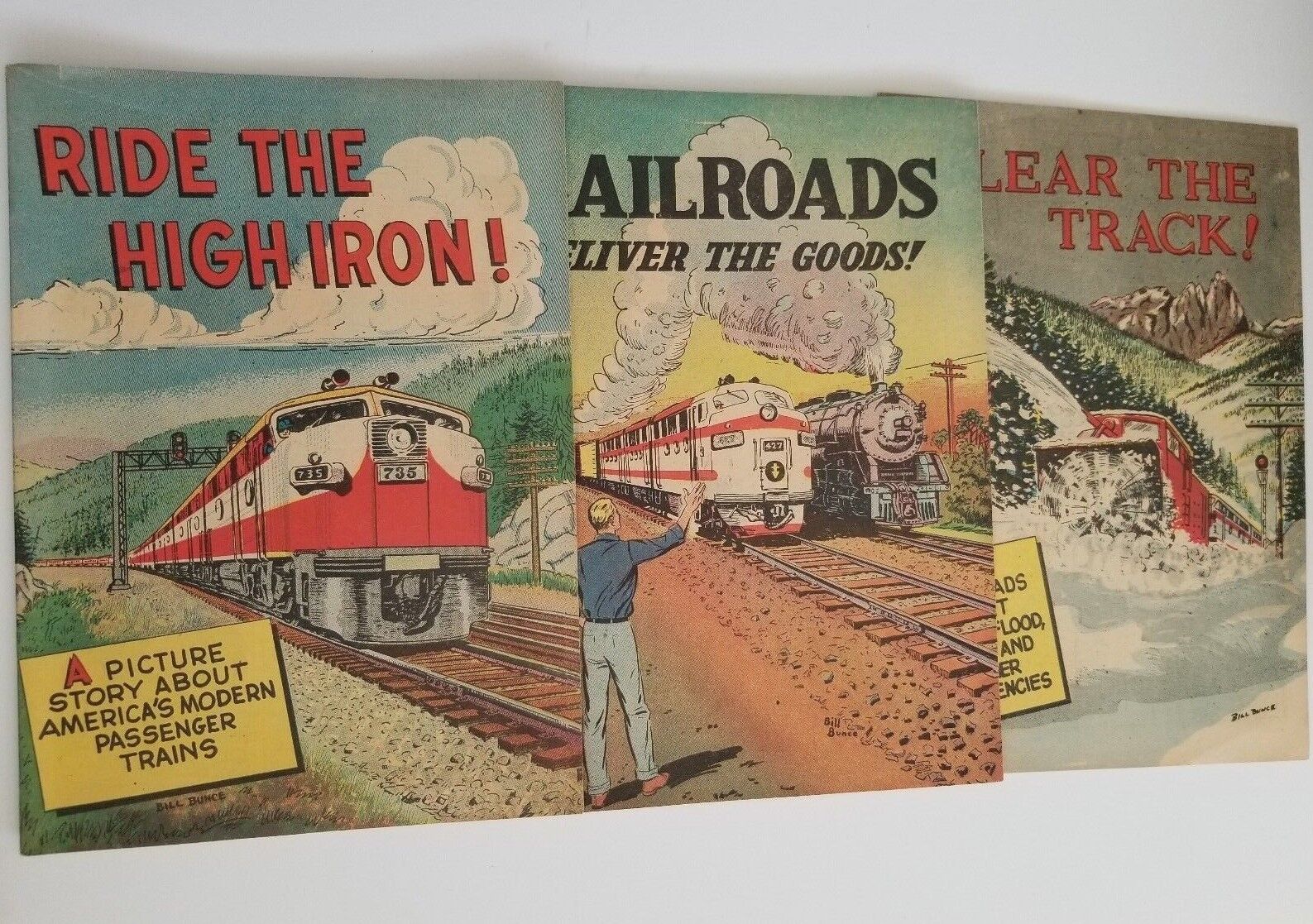 Railroad History Comics by Bill Bunce 3 Booklets Association of Railroads