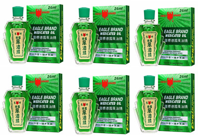 6 Boxes Eagle Brand Green Refreshing Medicated Oil for Relief Headaches 24ml