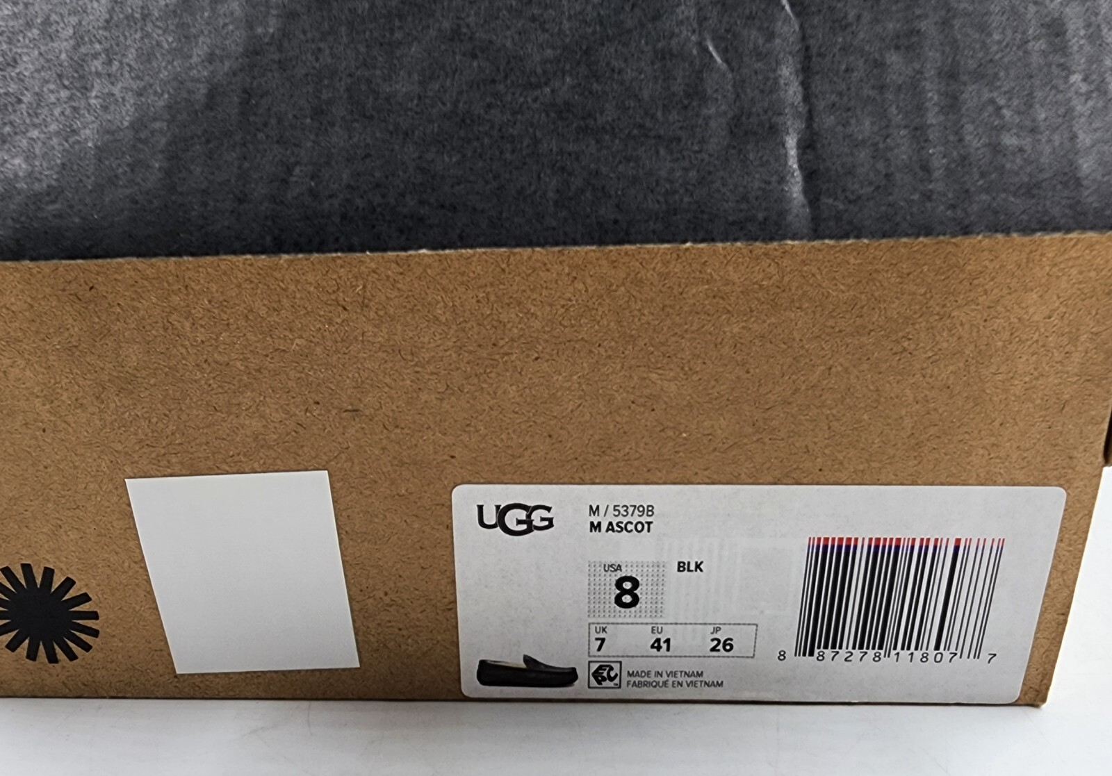 UGG Ascot Shearling Slippers Men's 8 Black Round Toe Solid Slip On - Picture 3 of 16
