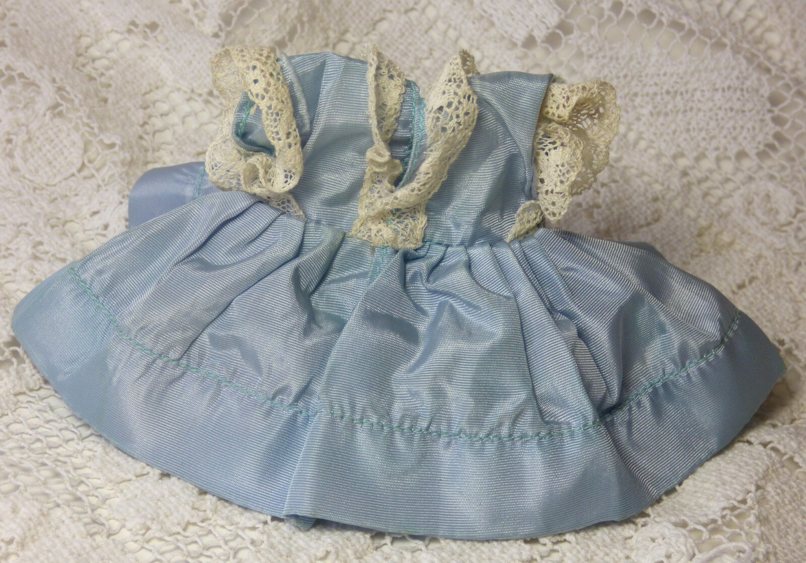 Vintage Vogue Blue Taffeta Lace Trimmed DRESS Ginny Muffie 1950's Medford Tag