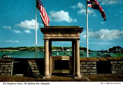 The Mayflower Stone The Barbican Pier Plymouth Massachusetts Postcard