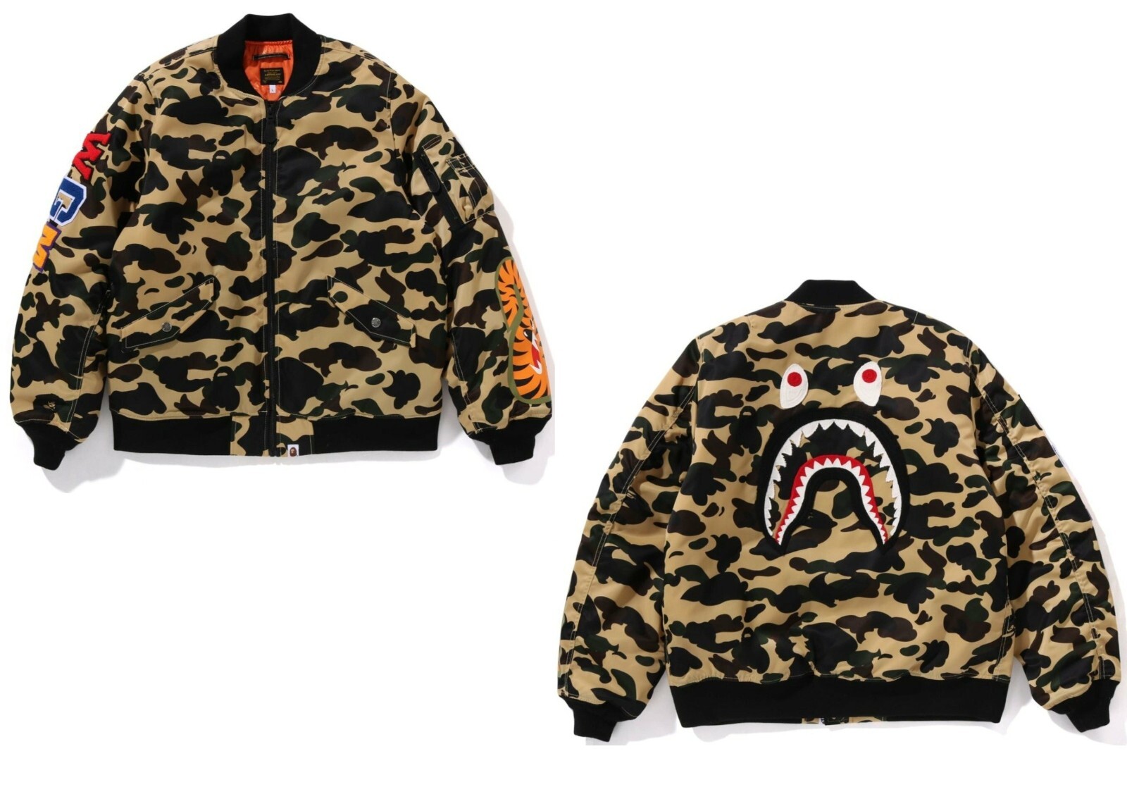 A BATHING APE MA-1ジャケット XL BAPE SHARK MA-1 bomber jacket 1st camo green A Bathing Ape