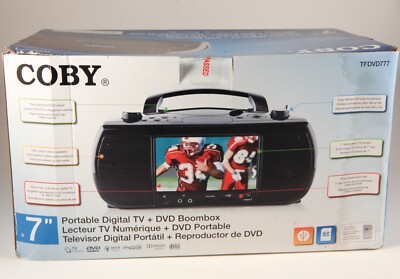 Coby 7'' Inch Portable TV + DVD Boombox TF-DVD777 Open Box, Still Orig Packaging!