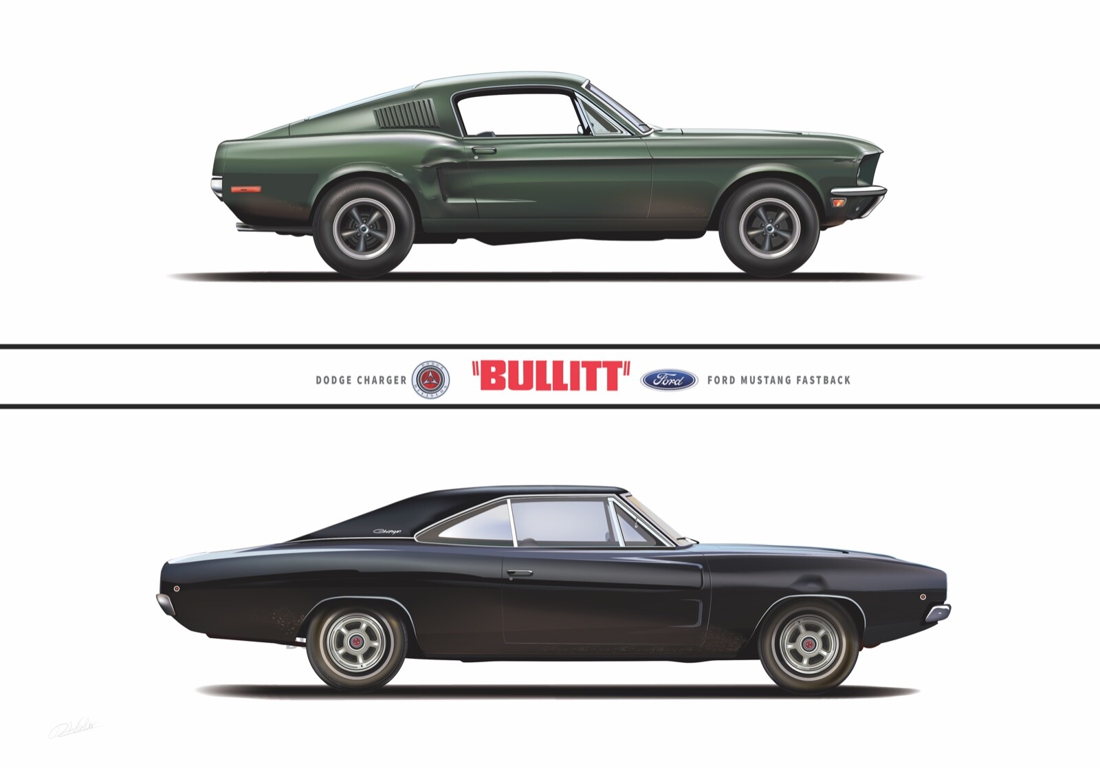 Dodge Charger and Ford Mustang 1968 Bullitt Film