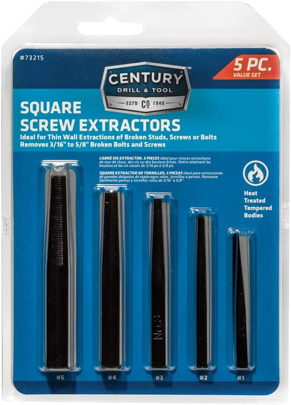 Century Drill & Tool 73215 Square Flute Screw Extractor Set, 1 - #5