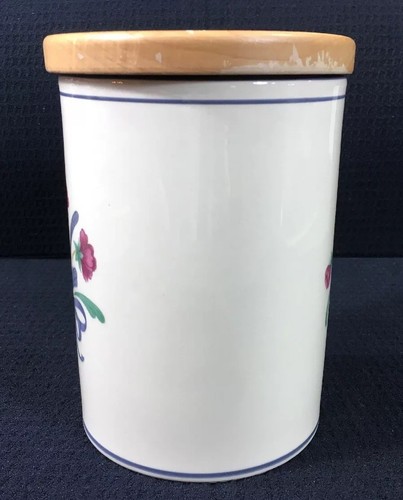 Poppies On Blue Utensil Holder Or Canister Lenox Chinastone 5.75” By 4.25” USA