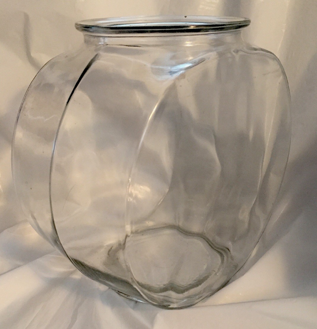 Vintage...Fish Bowl  Drum Style Terrarium Glass...8 1/2” tall