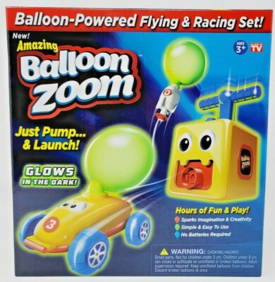Amazing Balloon Zoom Balloon-Powered Flying & Race Racing Set Glow in Dark