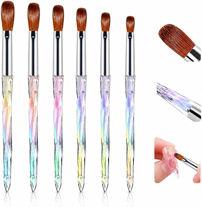 Nail Brushes 6Pcs Detail Paint Brushes Acrylic Handle Nail Tools Set