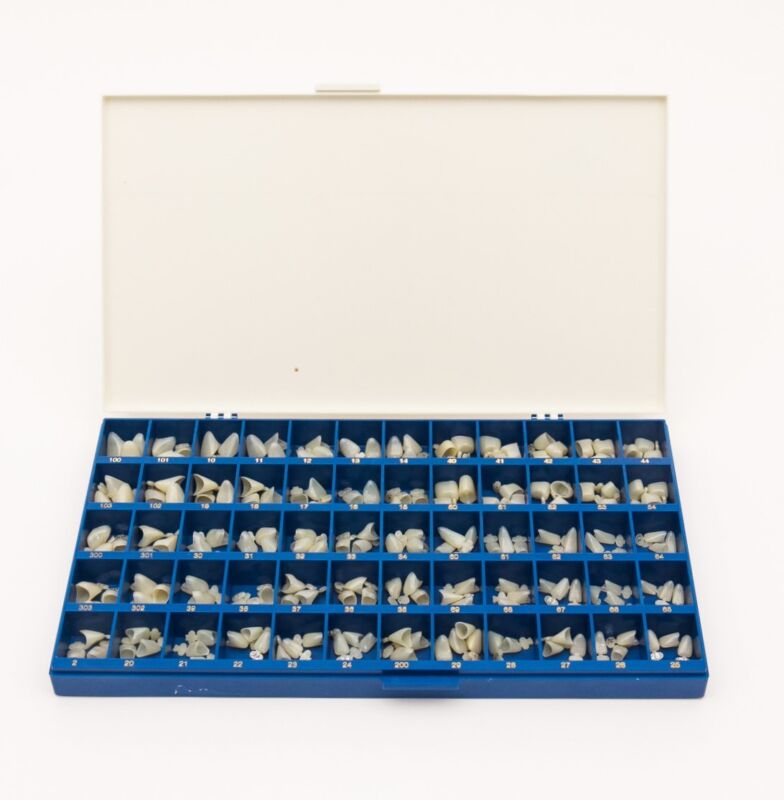 NEW POLYCARBONATE TEMPORARY DENTAL CROWNS BOX KIT 180 PCS WITH PAPER GUIDE CHART