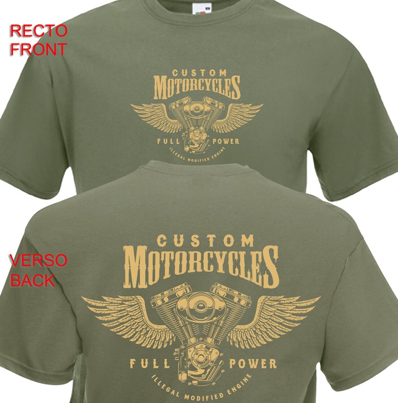 T-Shirt -  Custom Motorcycles - Engine Biker Bobber Motard Moto Harley Davidson
