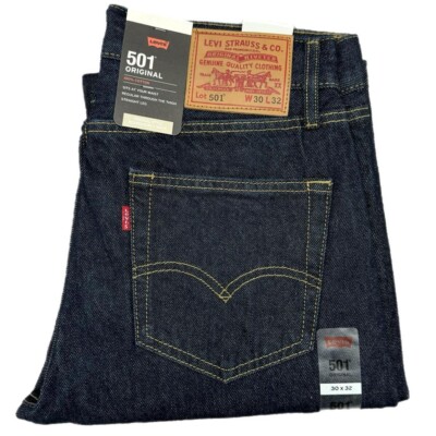 Levis  501 Mens Denim Jeans Original Fit bottoms Straight Leg Pants Jean D BLUE