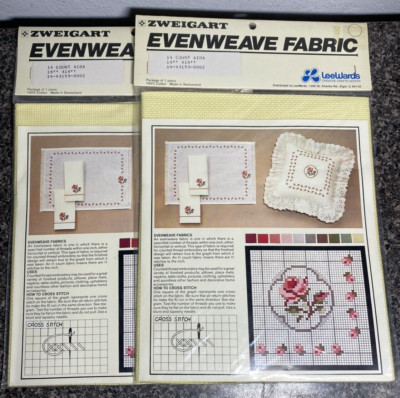 Lot of 2 Zweigart Aida 14ct 18''x18'' Yellow Fabric Counted Cross Stitch