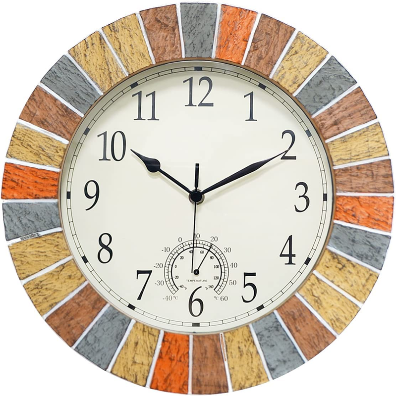 UMEXUS Indoor Outdoor Clock and Thermometer, 13 Inch Large W