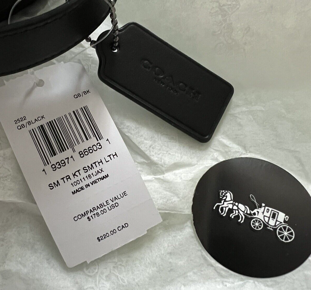 Coach Smooth Black Leather Small Travel Kit 2522 New NWT  8 3/4" (L) X 5" (H)