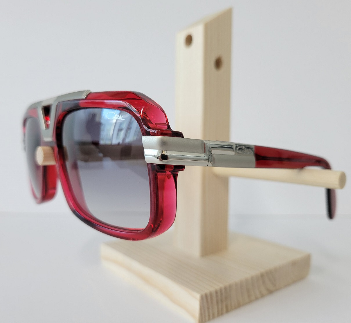 Pre-owned Cazal 664 Sunglasses Crystal Red Silver 004 Authentic In Grey Gradient