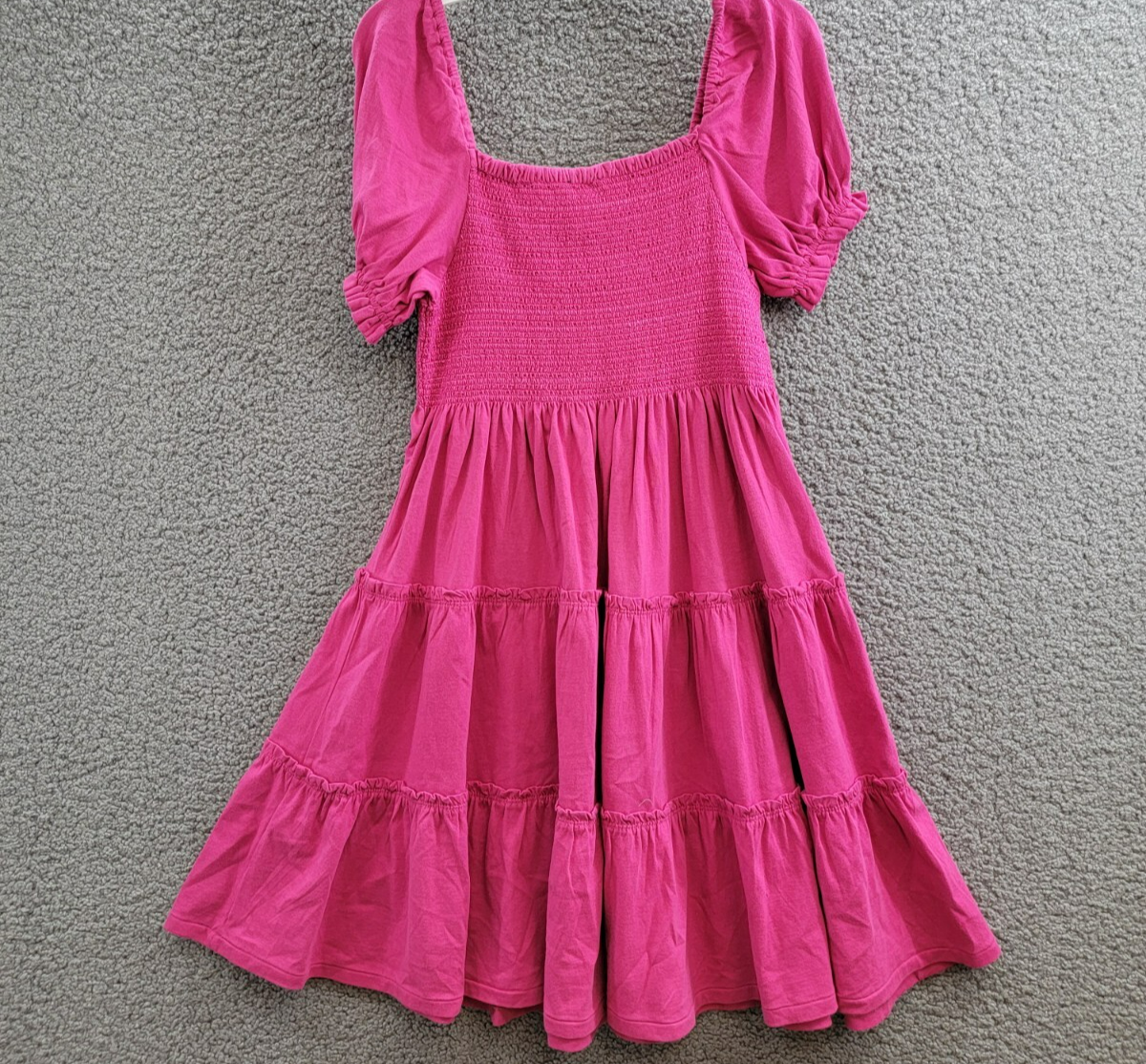 Polo Ralph Lauren Smocked Jersey Dress Big Girls XL (16) Pink Square Neck S/S - Picture 10 of 16