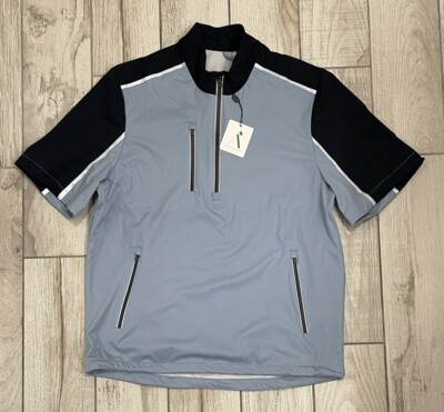 Above The Links Sound Golf Jacket Men's Medium  Blue Black  Short Sleeve Adult