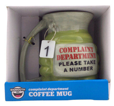 Big Mouth 3D Hand Grenade Coffee Mug Take A Number Complaint Department Funny