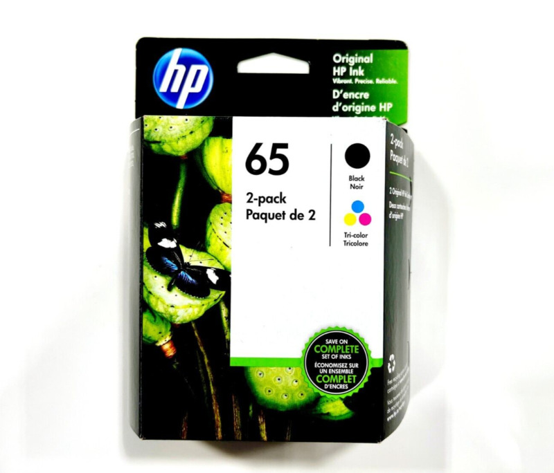 Hp #65 2pack Combo Ink Cartridges 65 Black And Color New Genuine