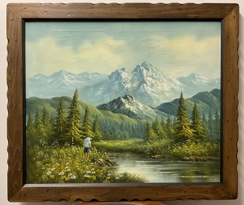 Vtg Beautiful Mountain Scape Oil On Canvas Artist Signed