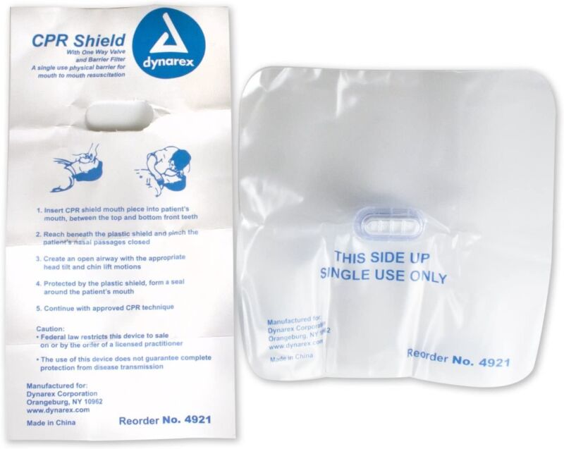 Dynarex Cpr Face Shield With 1 Way Valve And Barrier Filter