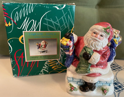 Fitz & Floyd Toyland Santa Salt & Pepper New In Box Vintage Santa on Chimney