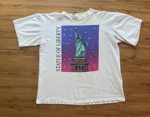 Straight Up Tour Tee 白 XL Vintage 90s Statue of Liberty White T-Shirt Size XL Trashed