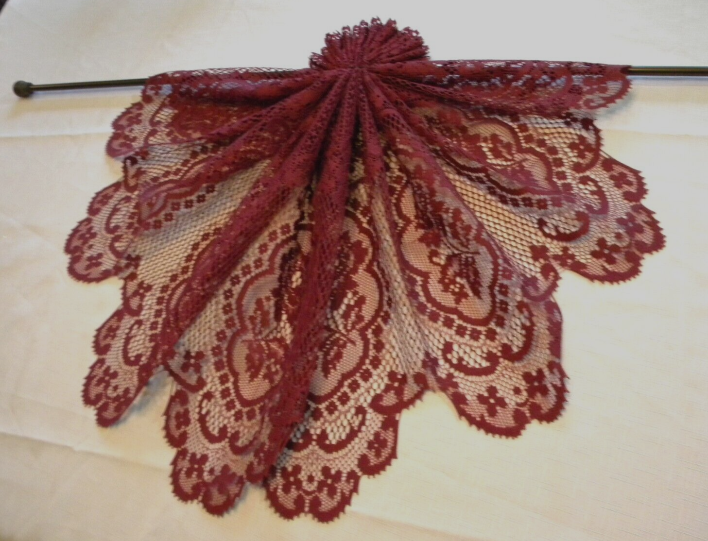 Discontinued Heritage Lace Cameo Rose 60" x 24" Burgundy Festoon Window Valance