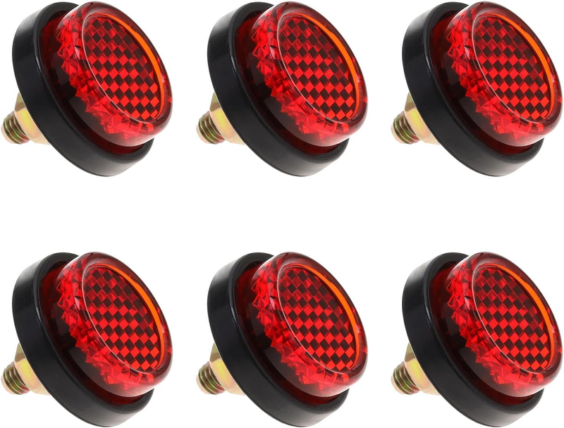 6PCS Red Motorcycle Mini License Plate Reflector M5 Screw Mount round Warning Re