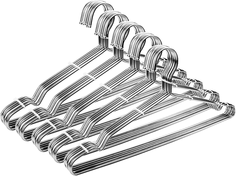 Clothes Hangers 50 Pack Coat Hangers 17.7 Inch Large Bulk Wire Hangers Non-Slip 