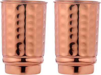 ANCIENTIMPEX Hammered Pure Copper Tumblers Set of 2, for Ayurveda Health Benefi