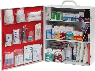 3 Shelf First Aid Cabinet Filled OSHA Compliant